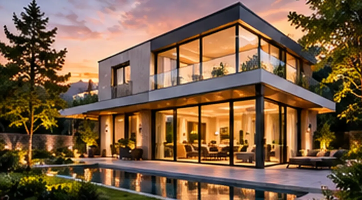 Modernes Wohnhaus mit großzügigen Glasflächen als Neubau-Beispiel
