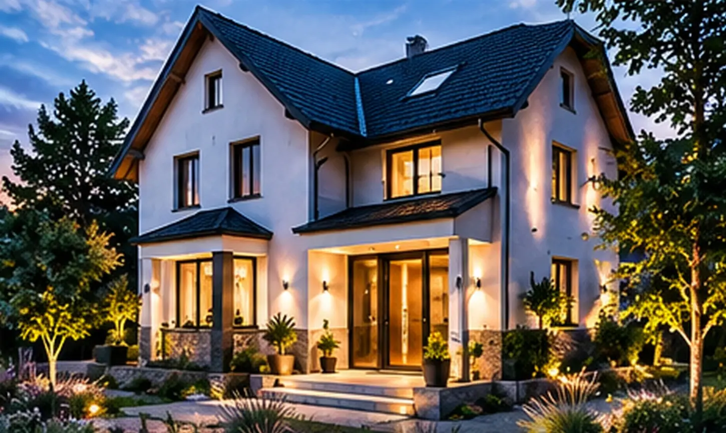 Traditionelles Wohnhaus mit Satteldach und modernen Fenstern als Planungsbeispiel für eine Sanierung